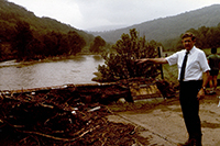 John Murtha observing damage from the Johnstown Flood of 1977.