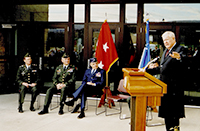 John Murtha speaking at the ribbon cutting for the Army National Guard Armory in Mt. Pleasant. 1999.